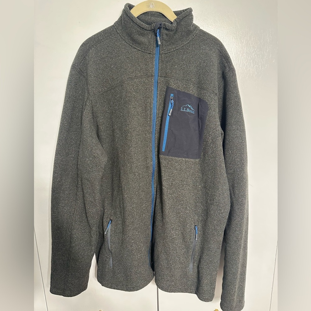 L.L. Bean LT Large Tall Full Zip Light Fleece Gray Jacket Slightly Fitted Men’s